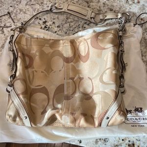 Tan initial coach bag